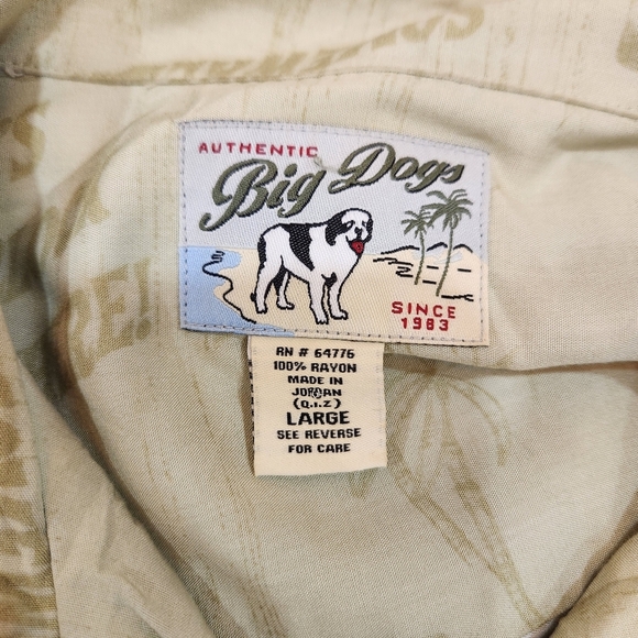 Big Dogs Hawaiian Button Up Shirt Mens L It's 5 O'Clock Somewhere Rayon AOP - Picture 5 of 11
